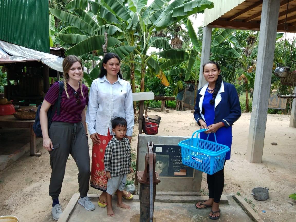 Visiting the Cambodian family that received a water well dedicated in loving memory of her grandmother, Elizabeth Sperduit Wolff.