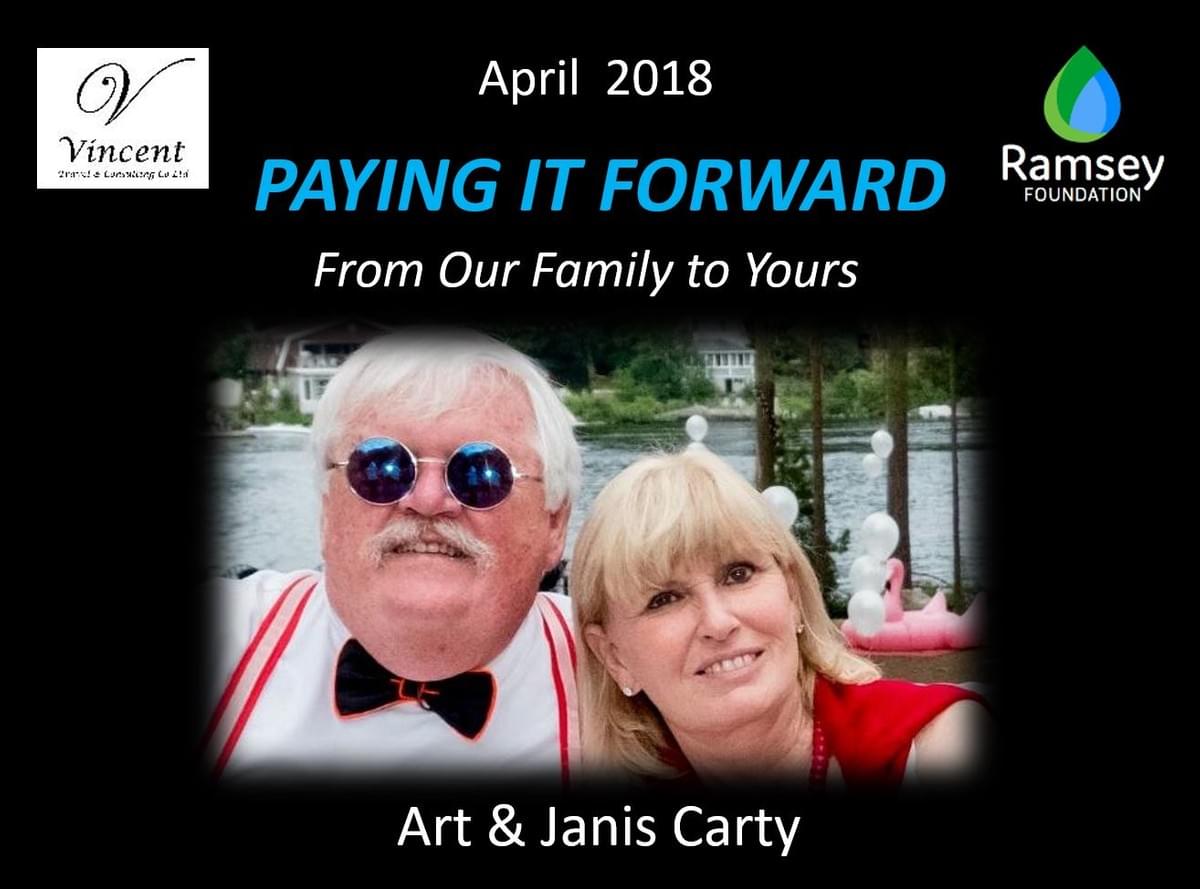 In gratitude to Art & Janis Carty, who are "Paying it Forward" once again with yet another donation to support MTRF's various programs in Cambodia